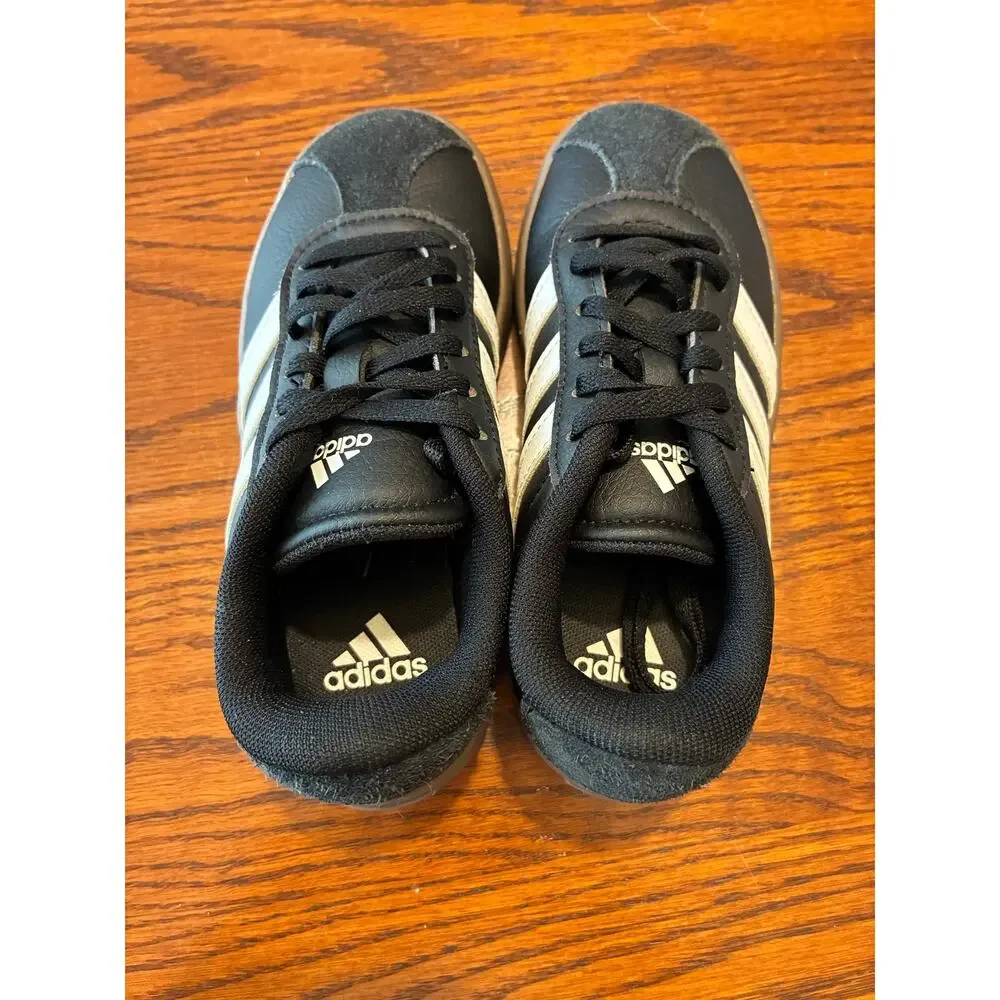 Adidas VL Court 3.0 Black Gum Sole Kids Size 11
